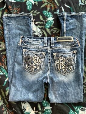Rock Revival Mid Rise Boot Jeans Medium Wash Stretch Denim Size 29